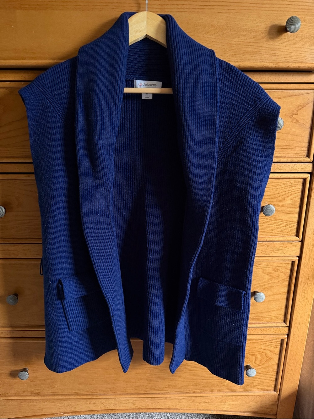 Coldwater Creek Women's Navy Shawl Collar Sweater Vest